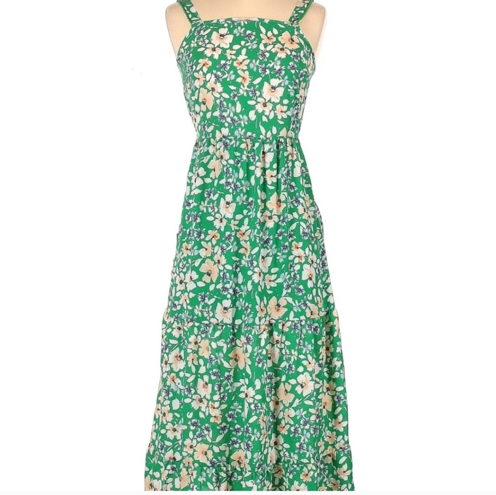 Jessica Simpson Green Floral Midi Dress